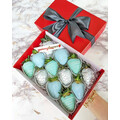 12pcs Pastel Blue, Green & Silver Chocolate Strawberries Gift Box